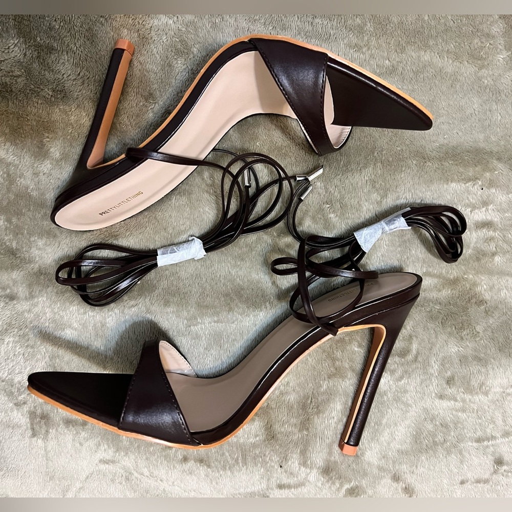 PrettyLittleThing Chocolate Brown Strappy Sandal Heels